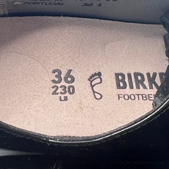 Birkenstock Saunders Patent Leather Clog Black Women 5/Men 3 EU36 NWB Regular - Picture 9 of 10